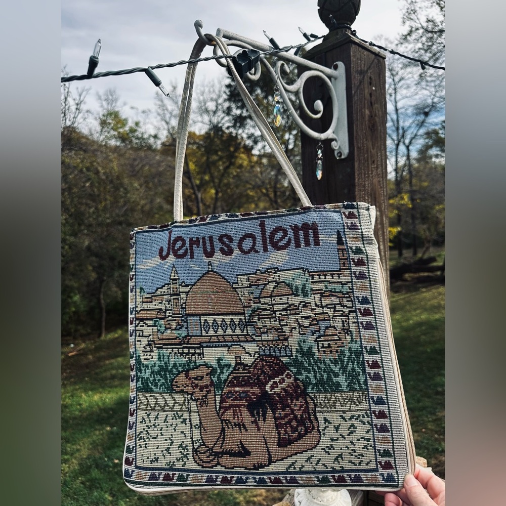Jerusalem Themed Expandable Tote Bag - CityScape 🌇 and Camel 🐪